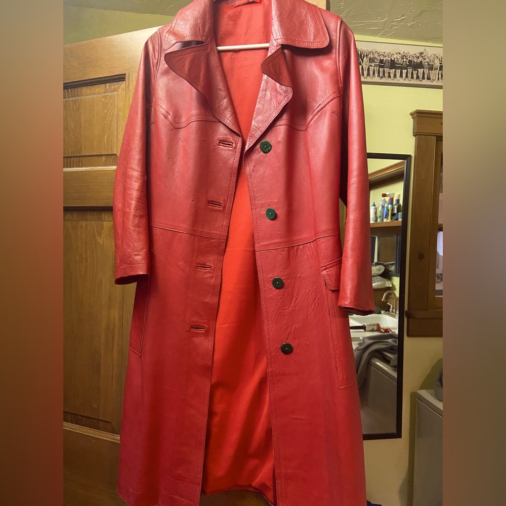 Red leather coat - tailor-made